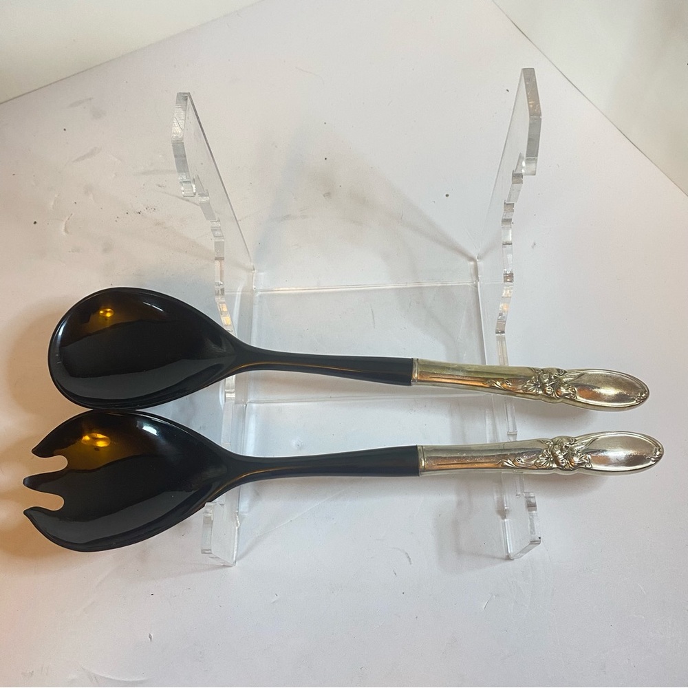 Oneida WHITE ORCHID Community Silverplate Plastic Silverplate Handle Salad Set